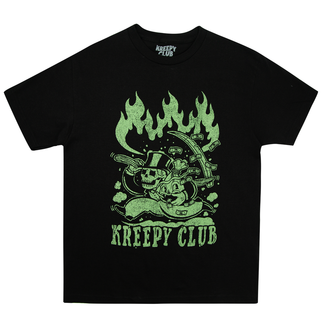 Greed Reaper Black T-Shirt - Green Edition